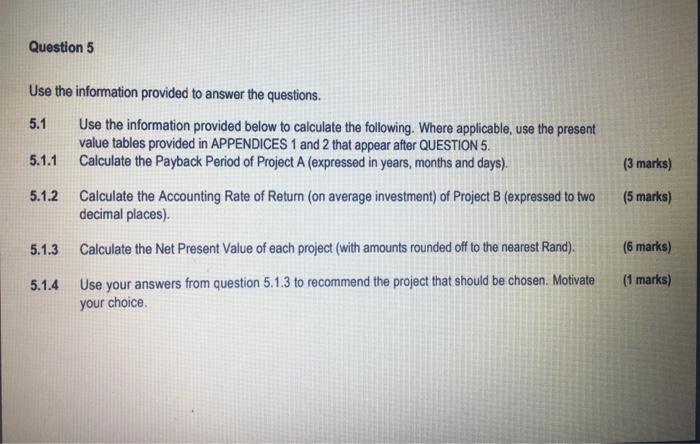 Question 5 Use The Information Provided To Answer The Questions 5 1 Use The Information Provided Below To Calculate The 1