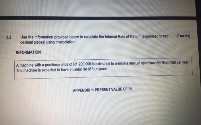 Question 5 Use The Information Provided To Answer The Questions 5 1 Use The Information Provided Below To Calculate The 4