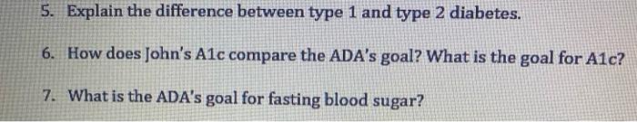 Assignment 6 Diabetes Case Study John Is A 49 Year Male With Type 2 Diabetes And Hypertension He Has Had Diabetes For 2