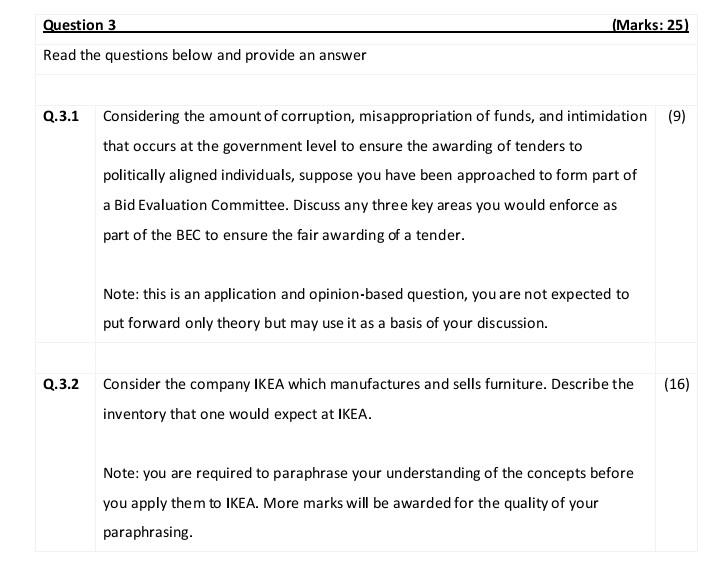 Question 3 Read The Questions Below And Provide An Answer Marks 25 Q 3 1 Considering The Amount Of Corruption Misapp 1