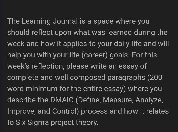 The Learning Journal Is A Space Where You Should Reflect Upon What Was Learned During The Week And How It Applies To You 1