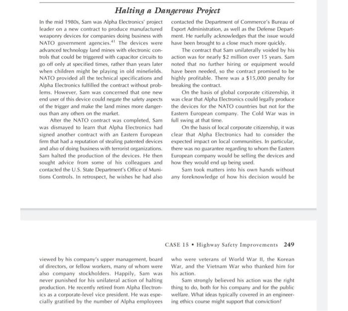 Halting A Dangerous Project In The Mid 1980s Sam Was Alpha Electronics Project Leader On A New Contract To Produce Man 1