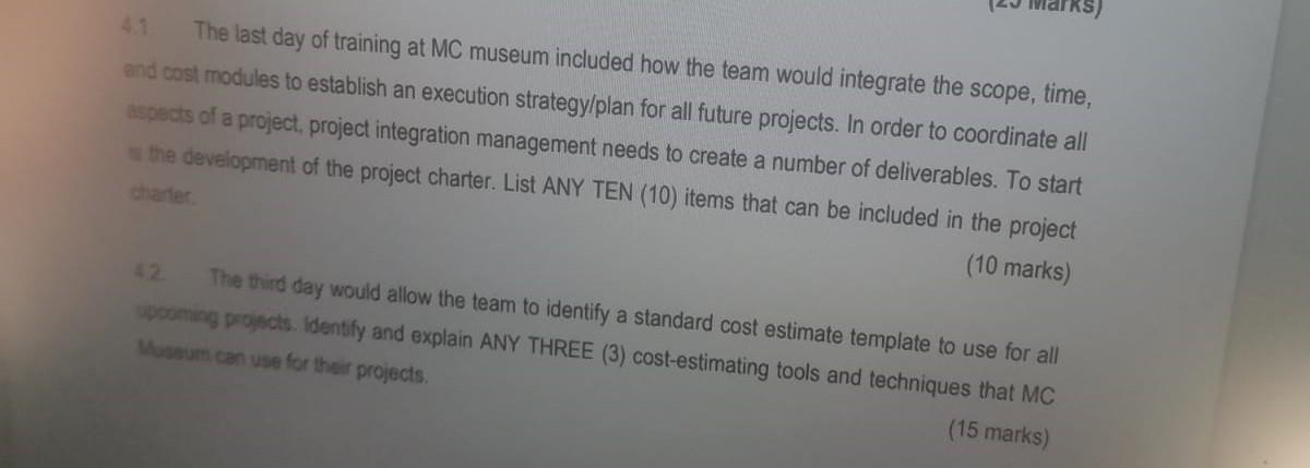 The Last Day Of Training At Mc Museum Included How The Team Would Integrate The Scope Time And Cost Modules To Establi 1
