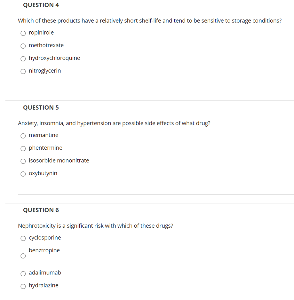 Question 4 Which Of These Products Have A Relatively Short Shelf Life And Tend To Be Sensitive To Storage Conditions O 1