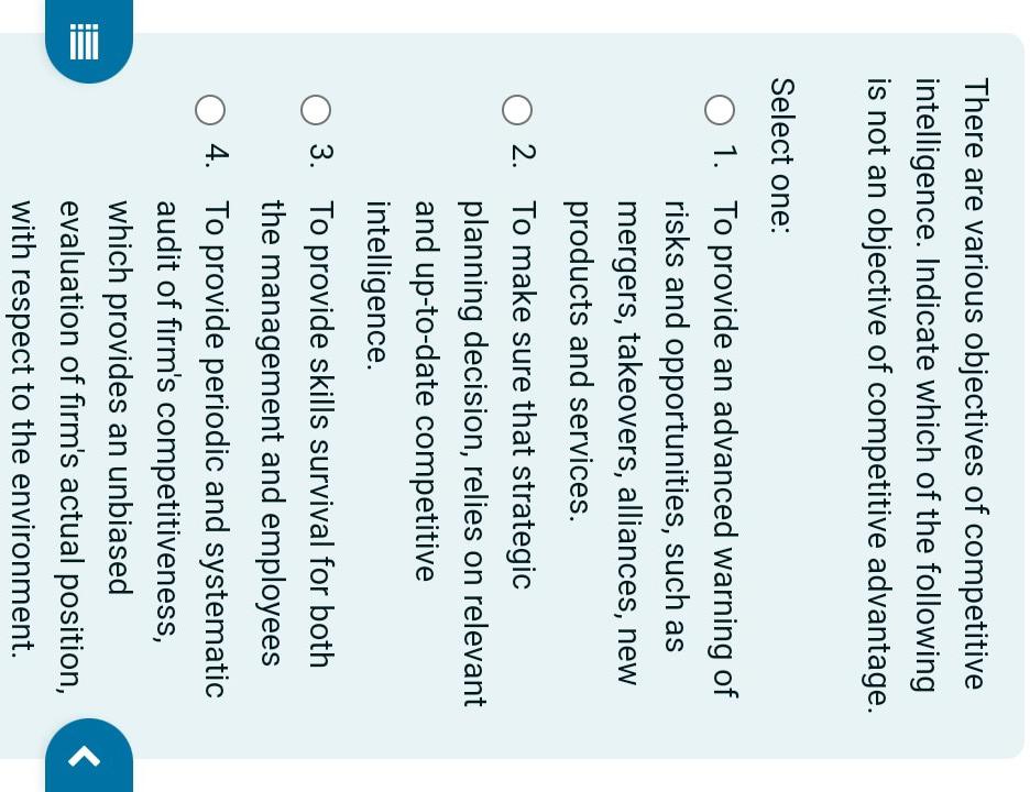 There Are Various Objectives Of Competitive Intelligence Indicate Which Of The Following Is Not An Objective Of Competi 1