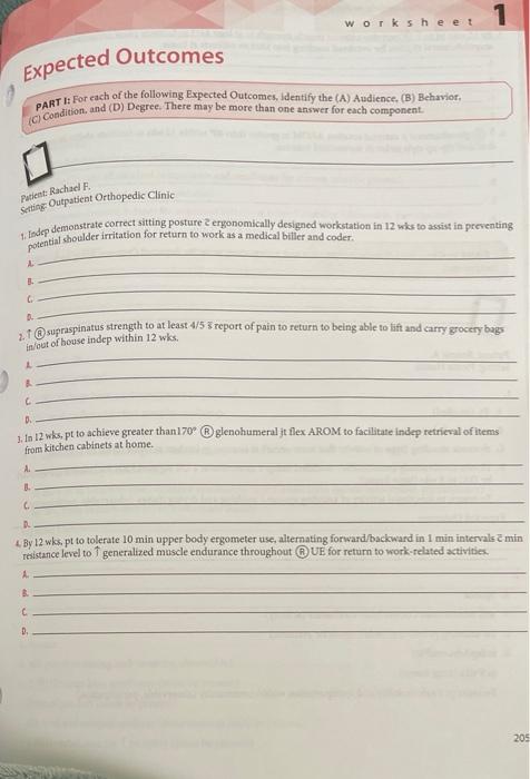 1 Worksheet Expected Outcomes Parti For Each Of The Following Expected Outcomes Identify The A Audience B Behavio 1