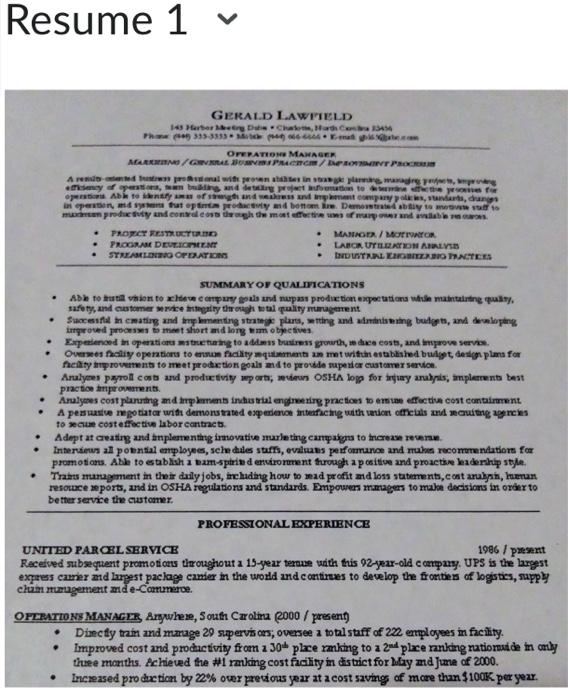 Scenario You Are A Hiring Manager With Excel Incorporated You Are Looking To Hire An Operations Manager To Oversee A S 3