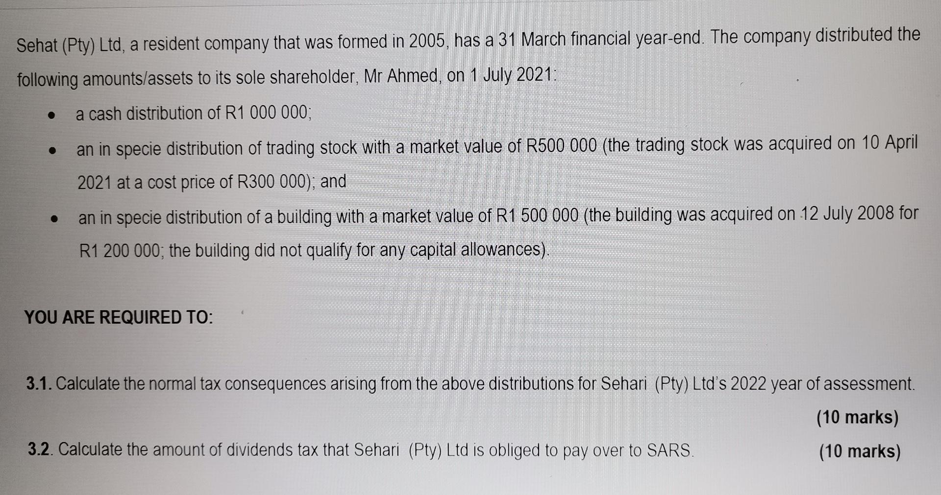 Sehat Pty Ltd A Resident Company That Was Formed In 2005 Has A 31 March Financial Year End The Company Distributed 1