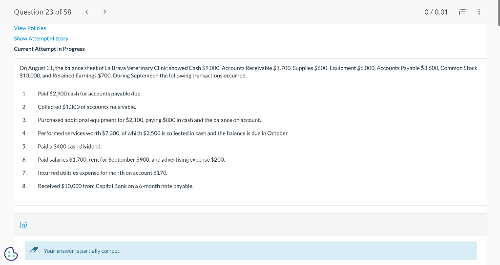 Question 23 Of 58 View Policies Show Attempt History Current Attempt In Progress 1 2 3 4 On August 31 The Balance S 1
