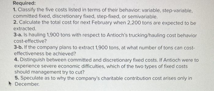 Antioch Extraction Which Mines Ore In Montana Uses A Calendar Year For Both Financial Reporting And Tax Purposes The 2