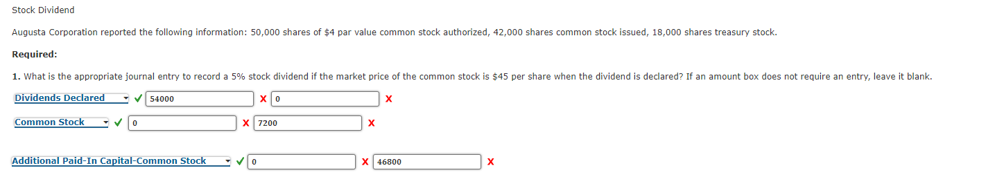 Stock Dividend Augusta Corporation Reported The Following Information 50 000 Shares Of 4 Par Value Common Stock Author 1