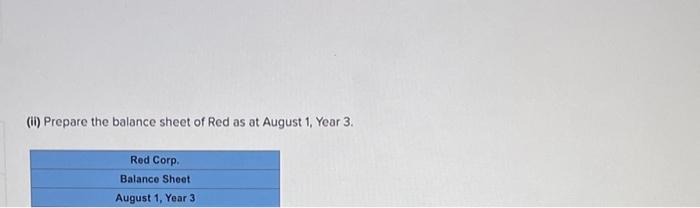 The July 31 Year 3 Balance Sheets Of Two Companies That Are Parties To A Business Combination Are As Follows Red Corp 6