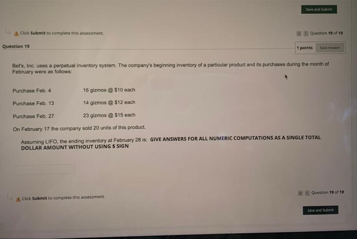 Click Submit To Complete This Assessment Question 19 Save And Subme Question 19 Of 19 Click Submit To Complete This A 1