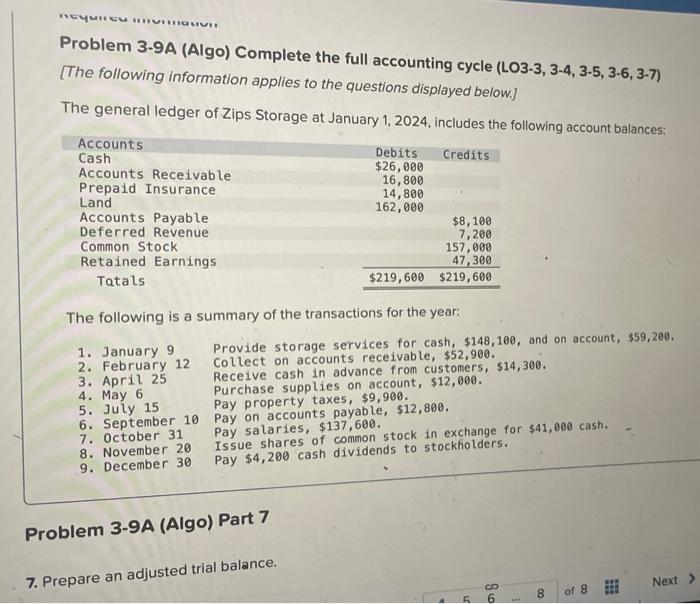 Neyuncuvii Problem 3 9a Algo Complete The Full Accounting Cycle Lo3 3 3 4 3 5 3 6 3 7 The Following Information 1