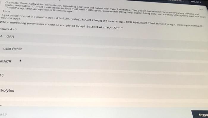 Duplicate Case Aphysician Consult You Regarding A 52 Year Old Patient With Type 2 Diabetes The Patients Attory On Www 2