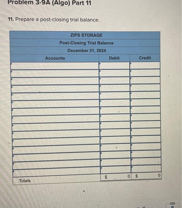 Required Information Problem 3 9a Algo Complete The Full Accounting Cycle Lo3 3 3 4 3 5 3 6 3 7 The Following I 2