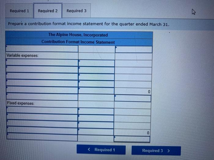 Exercise 1 15 Algo Traditional And Contribution Format Income Statements Lo1 6 The Alpine House Incorporated Is A 3
