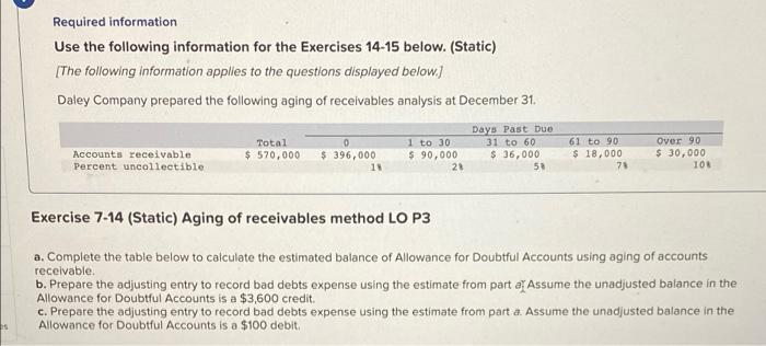 25 Required Information Use The Following Information For The Exercises 14 15 Below Static The Following Information 1