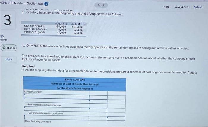 3 Swift Company Was Organized On March 1 Of The Current Year After Five Months Of Startup Losses Management Had Expect 2