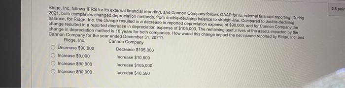 Ridge Inc Follows Ifrs For Its External Financial Reporting And Cannon Company Follows Gaap For Its External Financia 1