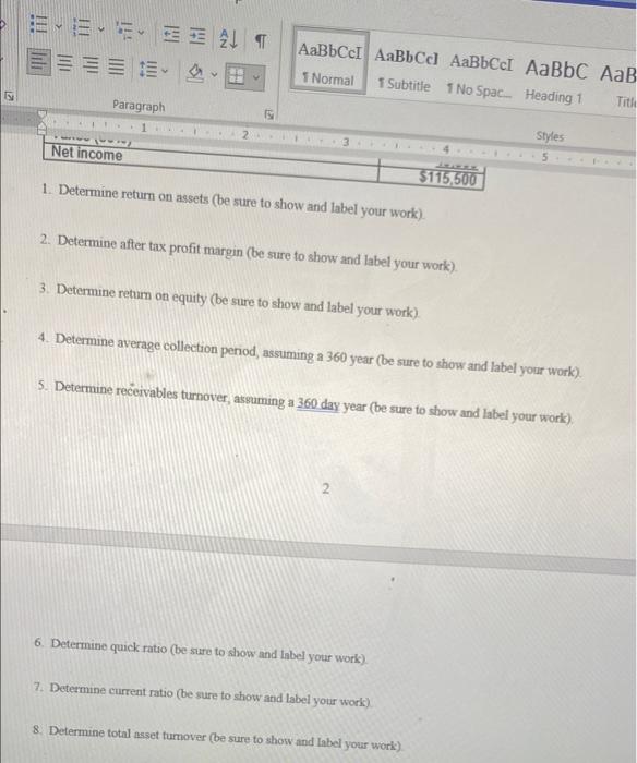 Mailings Review View Help Eeeeet E Paragraph 1 Sales Cost Of Goods Sold Gross Profit From Sales Other Expenses Part A A 3