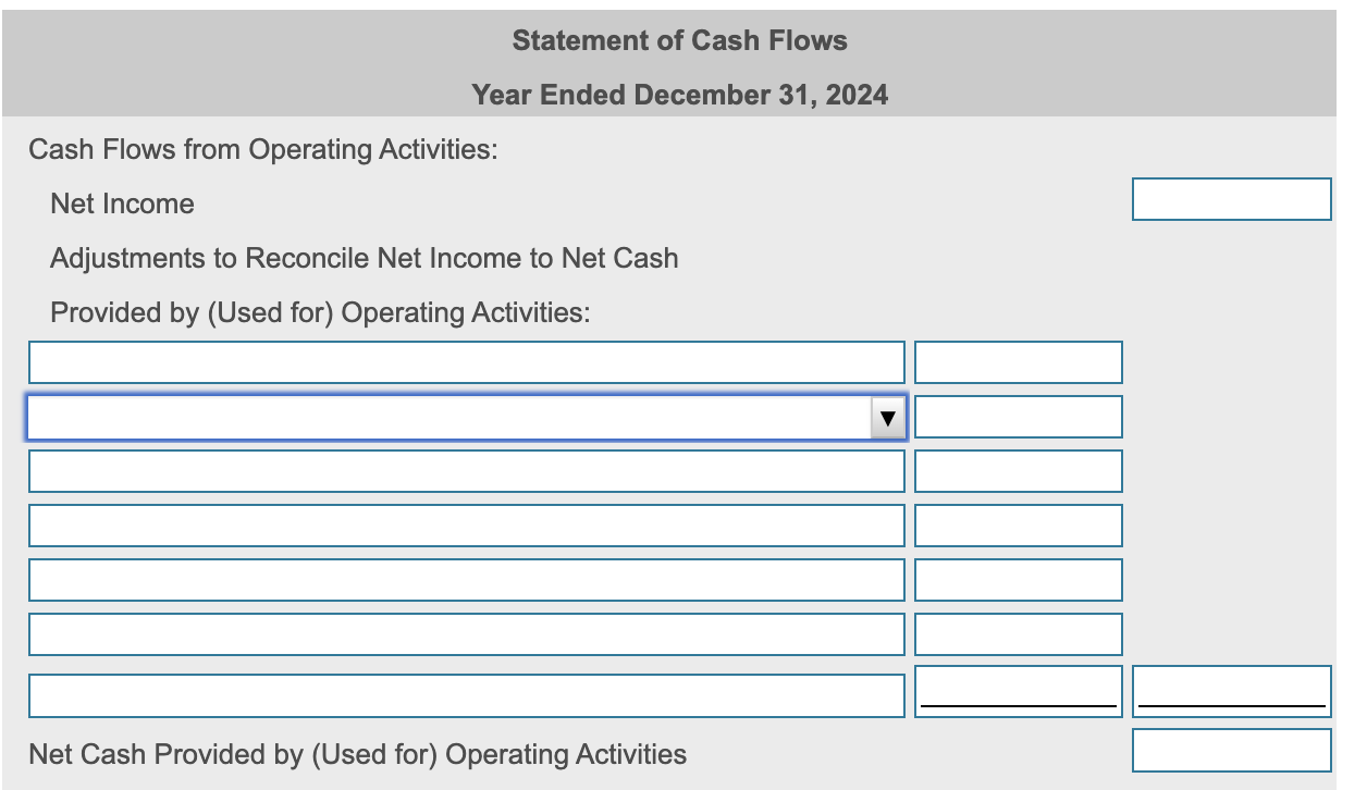 Statement Of Cash Flows Year Ended December 31 2024 Cash Flows From Operating Activities Net Income Adjustments To Rec 1