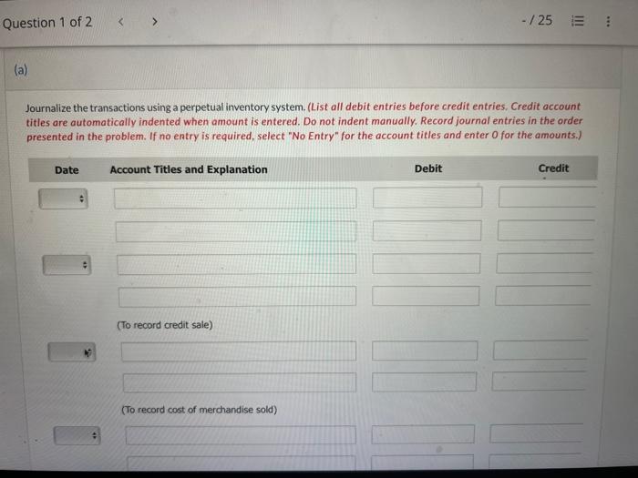 Question 1 Of 2 May 1 2 Sunland Hardware Store Completed The Following Merchandising Transactions In The Month Of May A 3