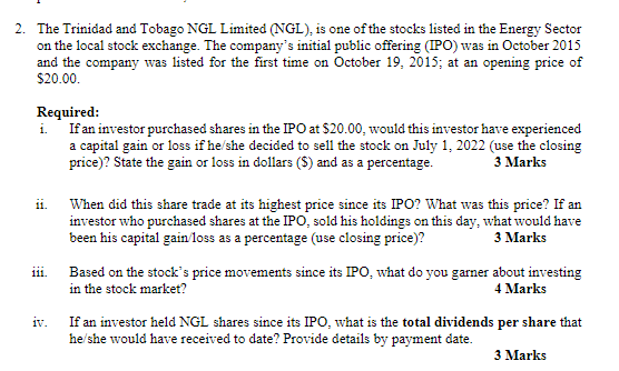 2 The Trinidad And Tobago Ngl Limited Ngl Is One Of The Stocks Listed In The Energy Sector On The Local Stock Exchan 1