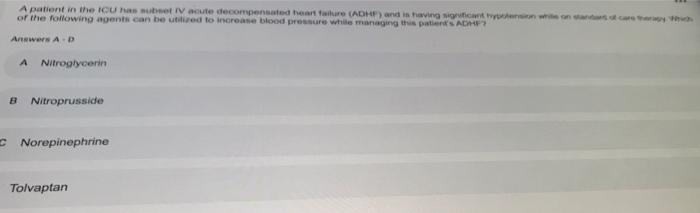 Which Medication May Worsen Symptoms Of Heart Failure Answers A D A Metformin B Diltiazem C Valsartan D Hydrochlorothia 2