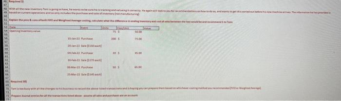With All The New Inventory Tom Is Going To Have He Wants To Be Sure He Is Tracking And Valuing It Correctly He Again W 1