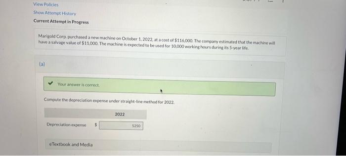 View Policies Show Attempt History Current Attempt In Progress Marigold Corp Purchased A New Machine On October 1 2022 1