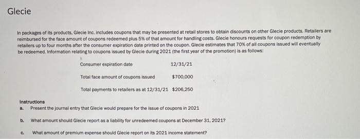 Glecie In Packages Of Its Products Glecie Inc Includes Coupons That May Be Presented At Retail Stores To Obtain Discou 1