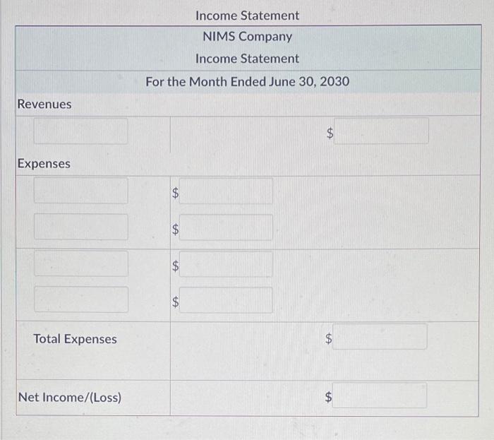 The Adjusted Trial Balance Of Nims Company Appears Below Adjusted Trial Balance Nims Company Adjusted Trial Balance Jun 2