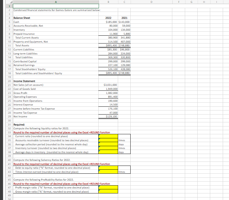 1 2 3 5 6 7 Inventory 8 Prepaid Insurance 9 Total Current Assets 10 Property And Equipment Net 11 Total Assets 12 Curre 1