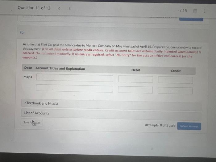 Exam B Question 11 Of 12 1 View Policies Current Attempt In Progress 2 3 Information Related To Flint Co Is Presen 3