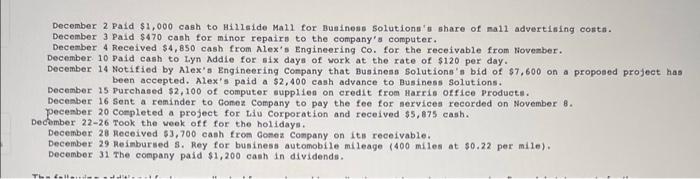 Student Name Business Solutions Unadjusted Trial Balance December 31 2020 Account Credit 101 Cash 106 Accounts Rec 4