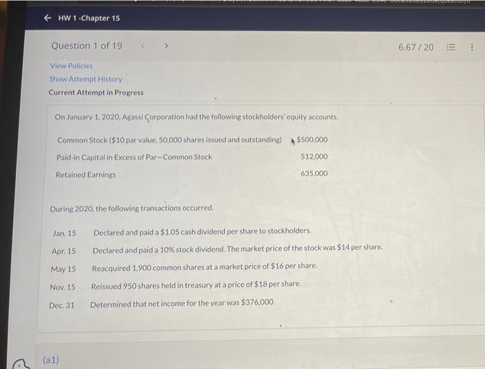 Question Of 19 List Of Accounts A2 Determine The Ending Balances For Paid In Capital Retained Earnings And Stockhold 2