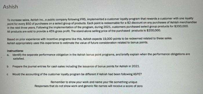 Ashish To Increase Sales Ashish Inc A Public Company Following Ifrs Implemented A Customer Loyalty Program That Rewa 1