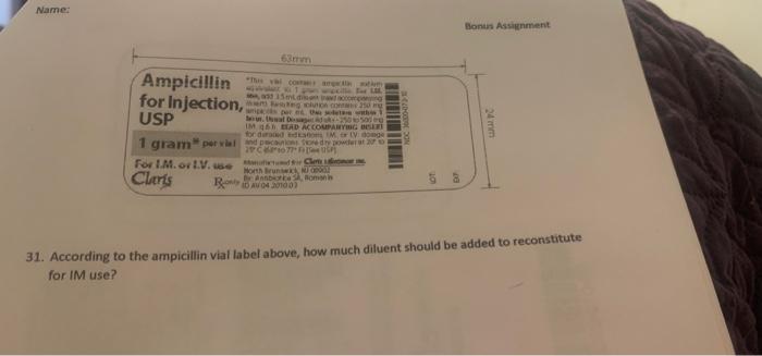 Name Bonus Assignment Ampicillin For Injection Usp 1 Gram Per Via De Www For L M Or 1 V Cler S Ra003 Mo 20 Bethal So 1