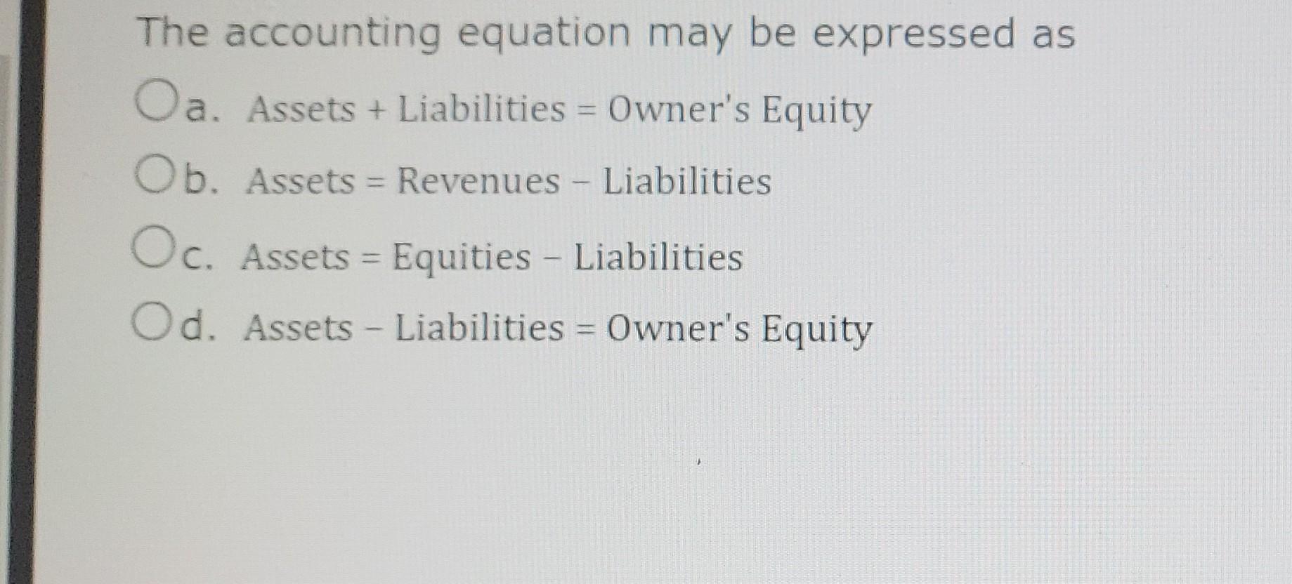 Owner S Withdrawals Oa Increase Cash Ob Increase Expenses Oc Decrease Expenses Od Decrease Owner S Equity Which Of 3