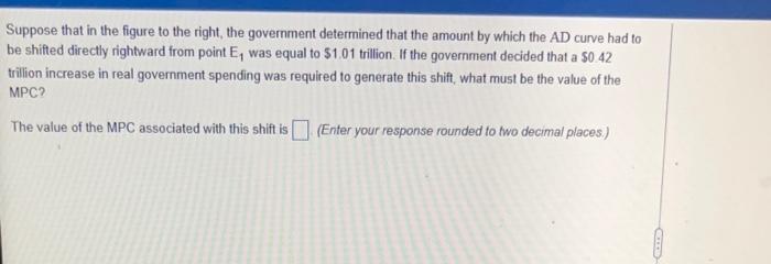Suppose That In The Figure To The Right The Government Determined That The Amount By Which The Ad Curve Had To Be Shift 1