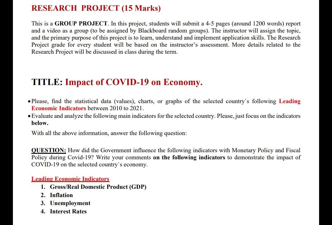 Research Project 15 Marks This Is A Group Project In This Project Students Will Submit A 4 5 Pages Around 1200 Word 1