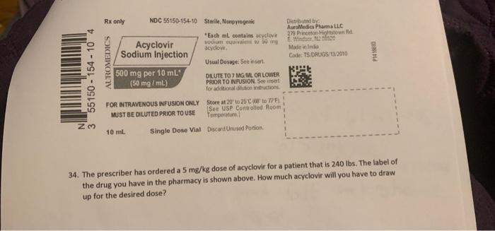 Rx Only Ndc 55150 154 10 Sterie Norpyrogenic Distributed By Auromedics Pharma Llc 279 Preto Hightown Rd Eindru Made In I 1
