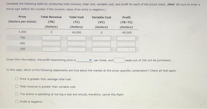 Consider An Airline S Decision About Whether To Cancel A Particular Flight That Hasn T Sold Out The Following Table Pro 3