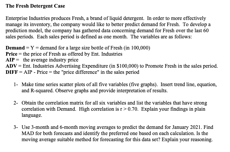 The Fresh Detergent Case Enterprise Industries Produces Fresh A Brand Of Liquid Detergent In Order To More Effectively 1