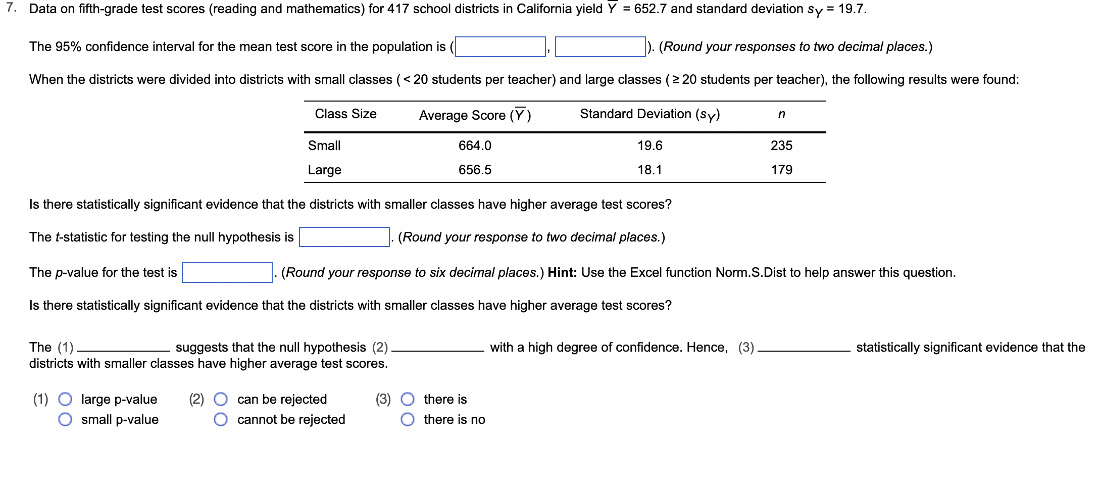 7 Data On Fifth Grade Test Scores Reading And Mathematics For 417 School Districts In California Yield Y 652 7 And 1