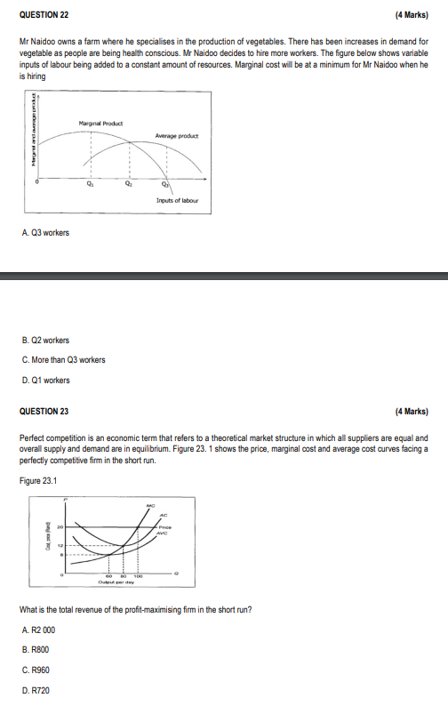 Question 22 Mr Naidoo Owns A Farm Where He Specialises In The Production Of Vegetables There Has Been Increases In Dema 1