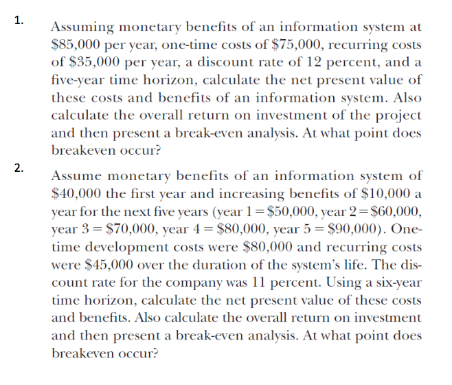 It Project Management Subject Using The Given Question To Do The Financial Feasibility 1