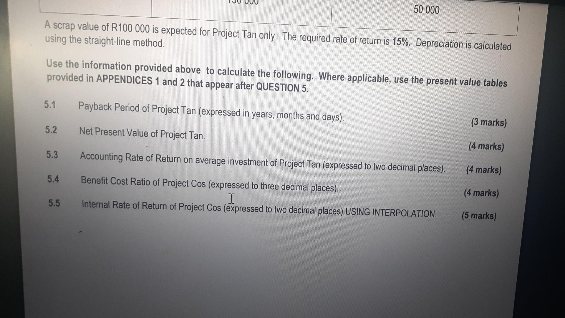 Information The Management Of Mastiff Enterprises Has A Choice Between Two Projects Viz Project Cos And Project Tan Ea 2