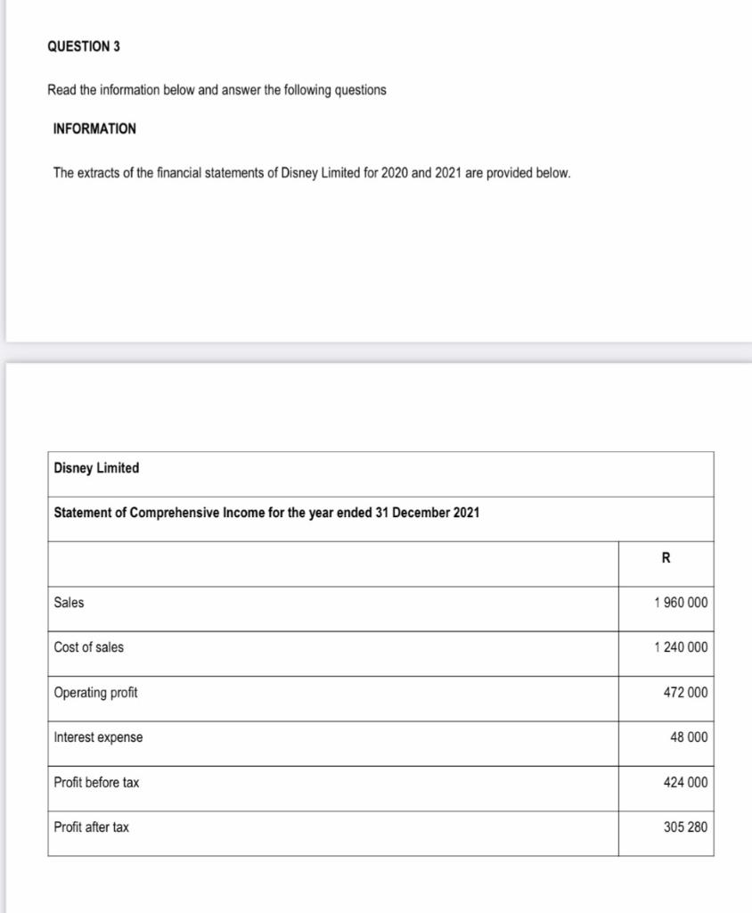 Question 3 Read The Information Below And Answer The Following Questions Information The Extracts Of The Financial State 1